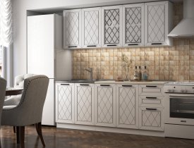 Белый глянец, столешница - Сахара 26 мм