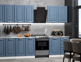 Белый (корпус) / Дуб перванш синий (фасад)