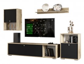 Дуб крафт серый / Черный софт